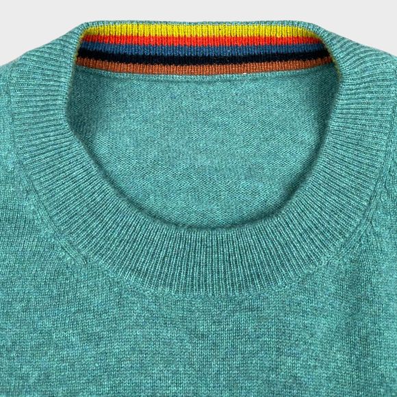 $616 PAUL SMITH 100% CASHMERE Green Crewneck Long Sleeve Sweater Mens Size M - Picture 6 of 16